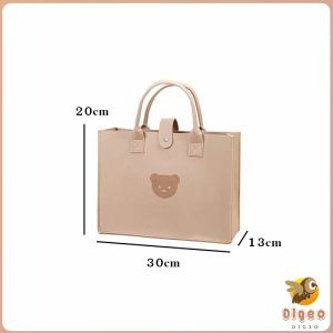 Digeo Cute Bear Felt Handbag Large Capacity Handbag Mother and Baby Bag Computer Tablet Book Storage Bags