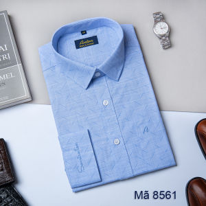 Áo sơ mi nam dài tay công sở trung niên thương hiệu Anton họa tiết chìm màu xanh dương - X8561