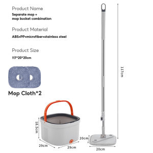 Tidy house Spin Mop With Spinner Wet And Dry Rotating Mop Floor Cleaning Mop 360°  Rotating With Spinner Bucket Tornado Mop Self Wash Spin Mop