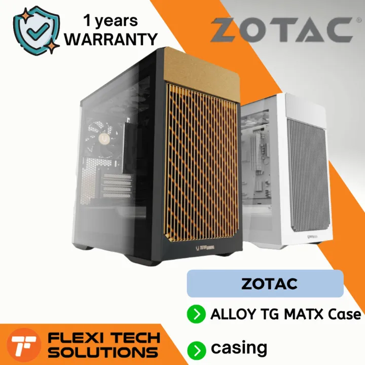Flexi tech ZOTAC GAMING ALLOY TG MATX Case - White/Silver & Black/Gold | 3x 120mm Fans