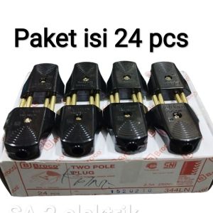 PAKET ISI 24 PCS Steker Gepeng BROCO Colokan Listrik Hitam Original SNI