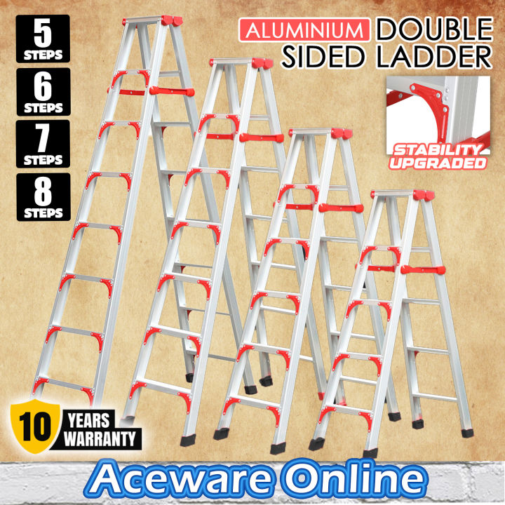5 6 7 8 Step Ladderman Heavy Duty Aluminium Double Sided Ladder Multi Purpose Ladder Foldable