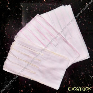 Set Krem Mawar/Floral Ikat Perut Bayi Kapas Ukuran S 6 pcs - Leher Kotak-Biru Muda/Arang