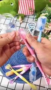 Ready Stocke 8pcs 2 in 1 toothbrush and Tongue cleaning device tongue scraper to remove bad breath oral care