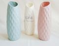 Vas Plastik Motif Texture Unik Lucu Wood Rhombus Diamond Wave Ceramics Vas Bunga Aesthetic Cocok Untuk Pajangan. 