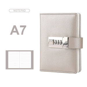 I know A7 portable Pearlescent leather cover Notebook with Password Lock Notepad School Office Diary Sketchbook Agenda Planner pocket CodeBook Student