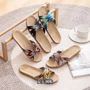 [Free Shipping] Linen Summer High-Heeled Cute Home Slippers for Men and Women Indoor Non-Slip Floor Sandals Beach Slippers