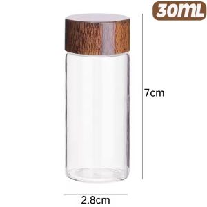 5Pcs Mini Glass Bottles with Wood Lid DIY Glass Vials Transparent Storage Container Tube Coffee Beans Sealed Canister Tea Spice Jars