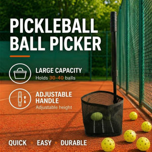 Pickleball ball picker portable tennis collection basket with telescopic handle