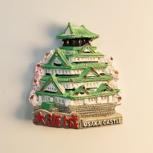 Japan Osaka Castle Landmark Building Tenshou Pavilion Travel Souvenir Creative 3D Painted Magnetic Fridge Magnet Gift