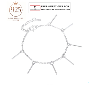 Celinewey 925 Silver Jewelry Bling Little Vertical Charm Bracelet - 194B Gelang Tangan