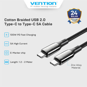 Vention Kabel Charger USB Type C to C 100W 5A Fast Charging - CTK