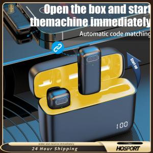 【HOSPORT】ไมโครโฟนไร้สายแบบหนีบเสื้อจอแสดงผลดิจิตอลไมโครโฟนตัดเสียงรบกวนไมโครโฟนการประชุมทางวิดีโอไมโครโฟนแบบหนีบเสื้อสำหรับเล่นเกมสด