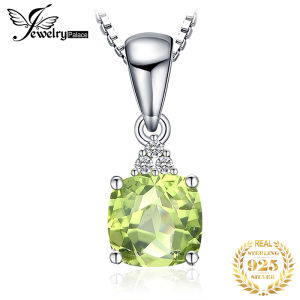 JewelryPalace 925 Sterling Silver Pendant Necklace for Woman No Chain 1.1ct Genuine Natural Peridot Fine Jewelry Gemstone Choker Fashion Statement Gift