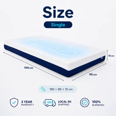 【Kaki.SG】Single/Super Single/Queen 15cm Thick Cooling Memory Foam Mattress Medium Firm Anti-Slip No Spring Mattress