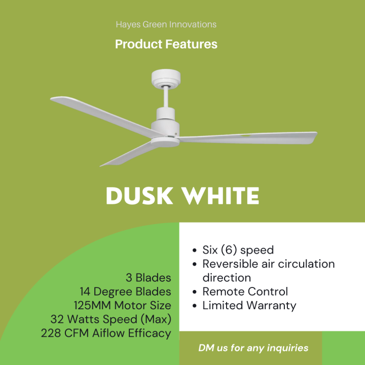 Dusk White HAYES BRANDS DC Inverter Ceiling Fan 36/52 inch with