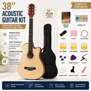 Helens 38 Inch Half‑Size Acoustic Folk Guitar Set Beginner Starter Kit for Students & Teenagers Home Practice