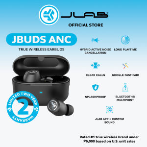 JLab JBuds ANC 3 True Wireless Earbuds with Charging Case 42 Hours of Total Playtime 9 Hours Per Charge Smart Active Noise Canceling Custom Sound Via App Multipoint Connect Google Fast Pair