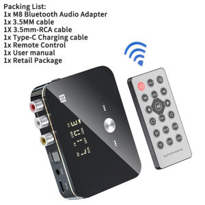 Kebidumei NFC Bluetooth 5.0 Audio Adapter 3.5mm AUX RCA Wireless Receiver Transmitter Optical/Coaxial Music Adapter For TV PC Car Speaker