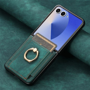 Retro Ring Holder Magnetic Leather Case For Motorola Razr 50 60 Ultra 40 Fashion Insert card Solt Bag Stand Skin Feeling Cover