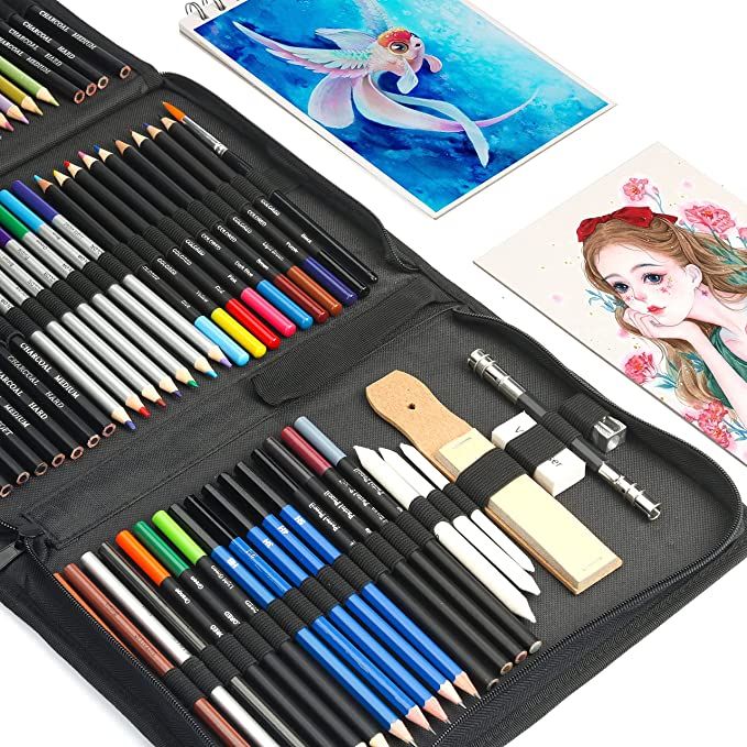 Zenacolor 74 Pack Drawing Set, Pro Art kit include Sketchbook, Colored,  Graphite, Watercolor, Metallic & Charcoal Pencils for Drawing +  Accessories, Art Sketch Supplies for Artists, Adults, kids : Arts, drawing  items