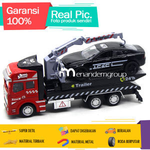 Diecast Miniatur Mainan Mobil Truk Towing Derek Trailer Set Isi 2 Besi Metal