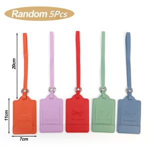 5Pcs Travel Suitcase Identifier Label Travel Accessories PU Leather Luggage Tag Name ID LabelsBoarding Bag Tag