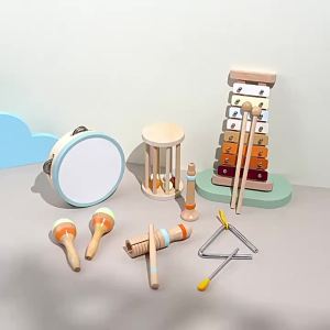 Baby Musical Instruments Wooden Toys Montessori Percussion Instruments Drut Set with Xylophone Preschool Educational Kids Gifts2026