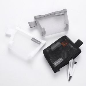 Makeup Bag Travel Cosmetic Pouch Black Mesh Toiletries Bag Large Capacity Portable Mesh Storage Bag