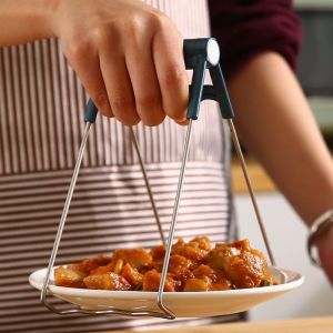 ด้ามจับทนความร้อนคลิปหนีบชามกันลื่นอุปกรณ์ที่ใช้ในครัวเพื่อการเสิร์ฟที่ปลอดภัย