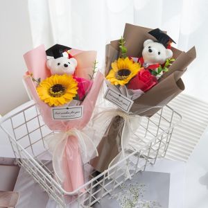 MINIAT Bouquet Decoration Graduation Bouquet Sunflower Graduation Sunflower Bouquet Cartoon Plush Animal Bouquet Graduation Ceremony