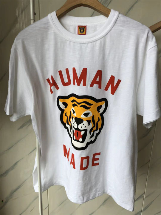 New Human Made T-shirt Men Women Cartoon Tiger Print T Shirts Slub