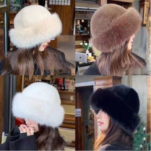 IDMU94789 Windproof Winter Hat Imitation Mink Hair Wool Bucket Hat  Warm Pullover Hat