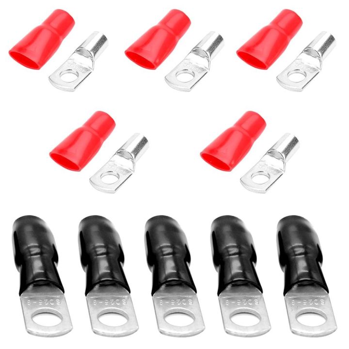 10pcs Cable Lugs Car Audio Power Ground Wire Assortment Kit Wire Ring Terminals 4 AWG Insulated