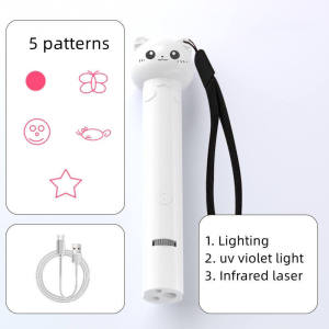SKISOPGO Interactive Laser Cat Teaser Stick USB Rechargeable Laser Pointer Pet Toy for Cats Kucing Mainan Kucing