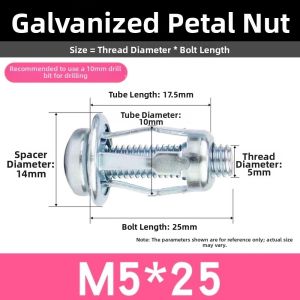 DORADO 10pcs M4 M5 M6 M8 Petal Screw Anchors Self-Locking Design Carbon Steel Expansion Plug Kit Durable Expansion Mechanism Jack Nut Assortment License Plate Mounting