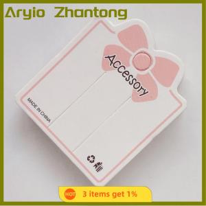Aryio 50PCS Pink Bowknot 2 Pores Display Paper Card Tag For Bracelet Jewelry Hair Accessories Holder Packaging Supplies Small Tool