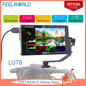 FEELWORLD LUT6 6 Inch 2600nits HDR 3D LUT Touch Screen DSLR Camera Field Monitor with Waveform VectorScope Histogram 4K HDMI Input Output 1920X1080 IPS Panel