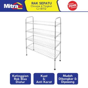 Zehn Rak Sepatu Cj-B1112 Chrome 4 Tiers Adjustable