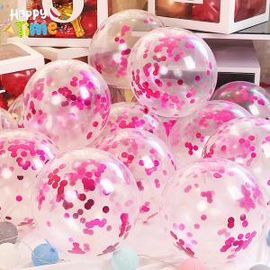 Happy Time 12inch Confetti Sequins Balloons Wedding Decorations Set At Home Festival Transparent Balloon With Foil Party Needs Valentines Anniversary Glitter Ballons Set Birthday Christening Party Decoration