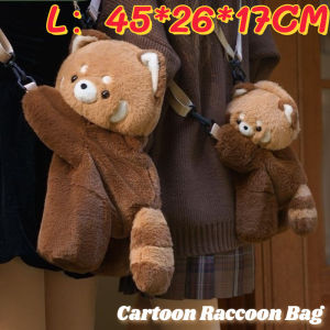 CuddleCove Raccoon Plush Backpack Soft Cute Kawaii Animal Bag Crossbody Bag Shoulder Bag for Women Girls Gift