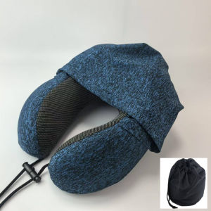 Travel Hooded U-shape Pillow Memory Cotton Foam Soft Comfortable Neck Pillow for Plane Office Cars