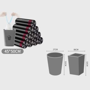 50/75Pcs Disposable Garbage Bag Black Thicken Disposable Vest/ Pull Rope Type Garbage Bags for Home Office