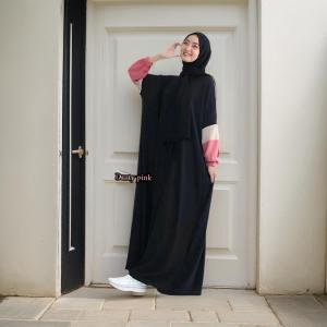 Abaya Kaftan Elegan Bahan Crinkle Airflow Warna Solid