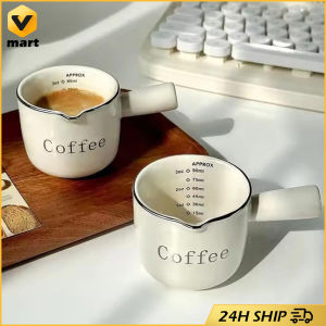 90ml Espresso Mini Measuring Cup With Scale Ceramic Milk Jar Creative Coffee Extraction Mug With Handle Concentrate Ceramic Graduated Measuring Cup With Handle Liquid Container Milk Cup