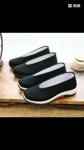 Black Cloth Shoes For Men Casual Work Shoes Sports Hiking Thick-Soled MenS Shoes Driving Shoes