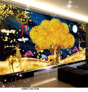 (Mẫu mới chưa thêu) Tranh thêu kín Tuần Lộc Hươu Tài Lộc mang may mắn cho gia chủ 150x70cm