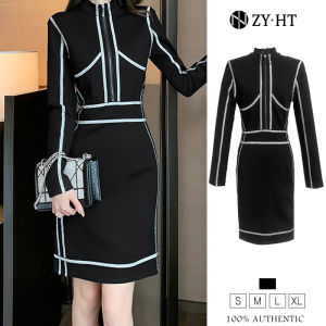 ZYHT eravogue đầm body mùa thu và mùa đông mới chiếc đầm màu đen túi đeo hông của phụ nữ chiếc váy nhỏ màu đen 5488