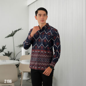 Dgm kemeja batik premium lengan panjang pria kemeja batik pria Puring Tribal Navy 2196