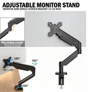 Single Monitor Arm Desk Mount for 13" to 32" Screen Single Monitor Stand Height Adjustable VESA